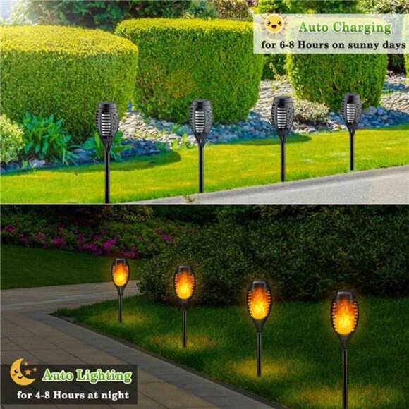 Outdoor Solar Lights, 6Pack Solar Torch Lights with Flickering Flame - Picture 3 of 7